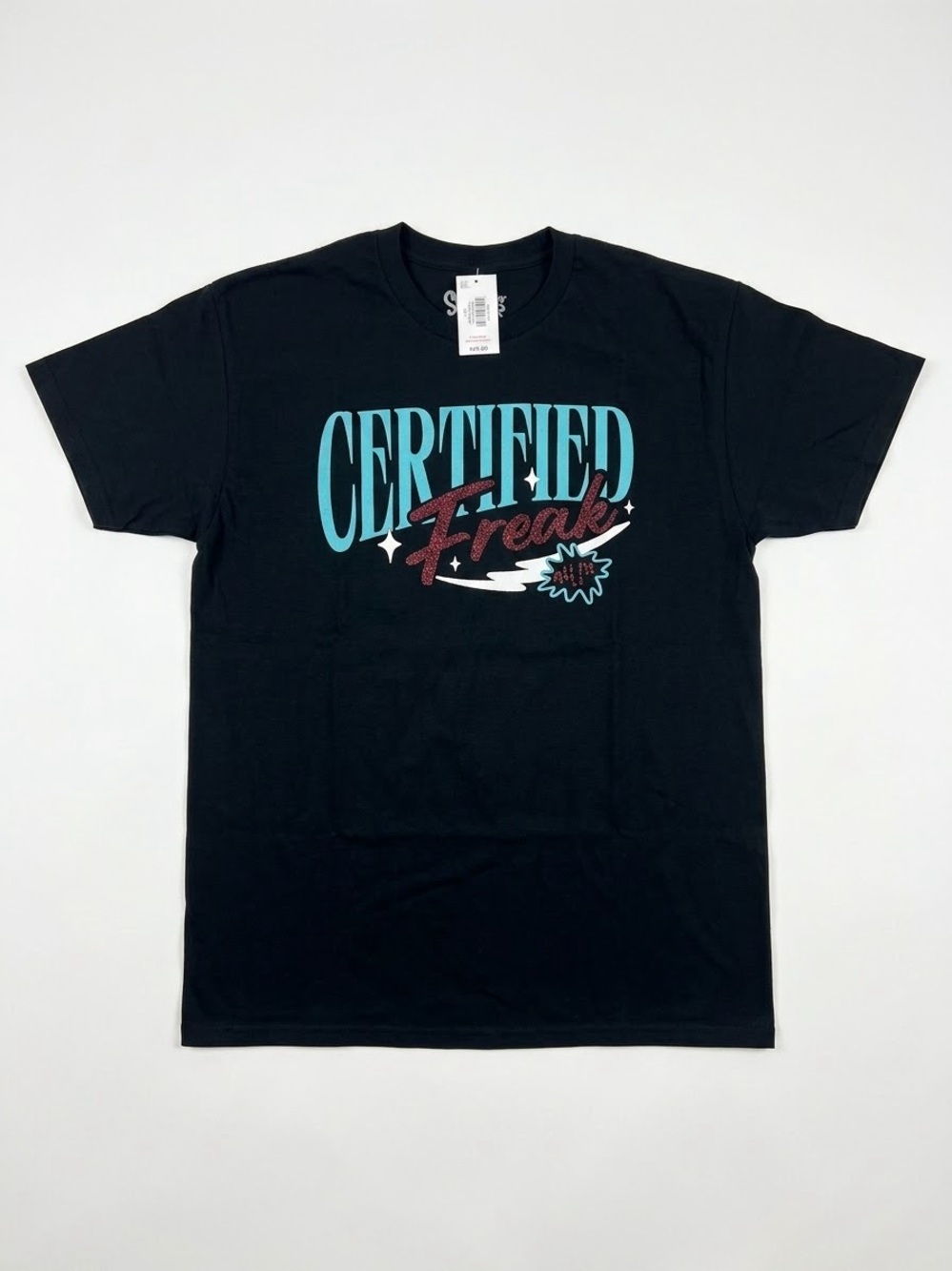 Certified Freak Graphic Tee - Black with Teal & Maroon Print